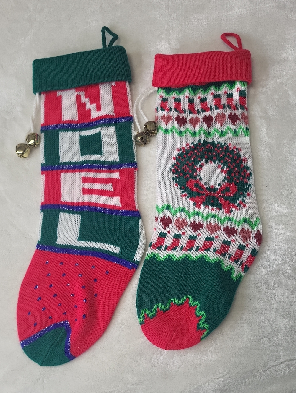 Holiday Knit Christmas Stocking Set - Red, Green, White